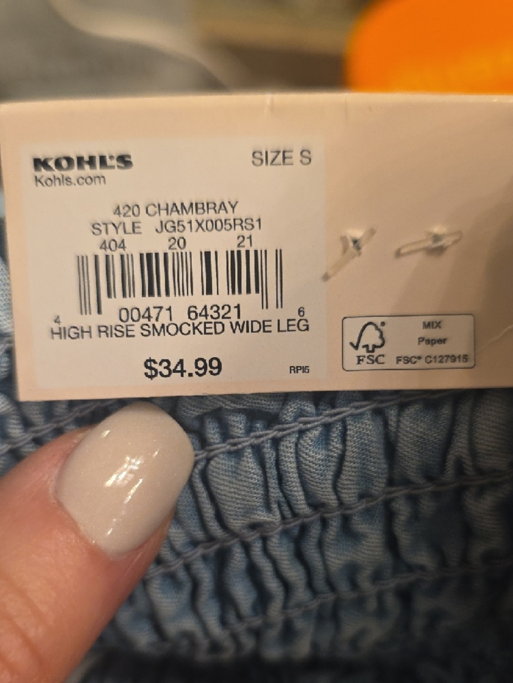 Kohl's Light Blue Chambray High-Rise Wide Leg Pants Size Small - Picture 6 of 6